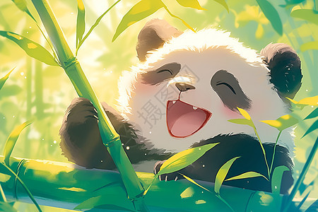 快乐的熊猫插画图片