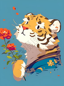 可爱的老虎插画图片