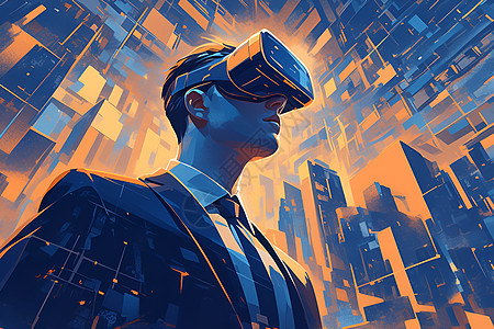 未来都市中的虚拟现实图片