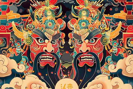 色彩中式背景图片