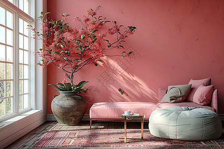 家居中的粉色沙发图片