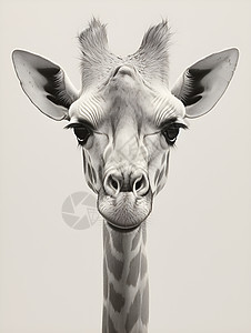 黑白摄影中的长颈鹿图片