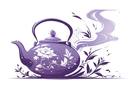 绘画的紫色茶壶图片