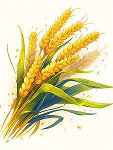 收获的小麦插画图片