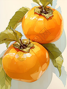 成熟的柿子插画图片