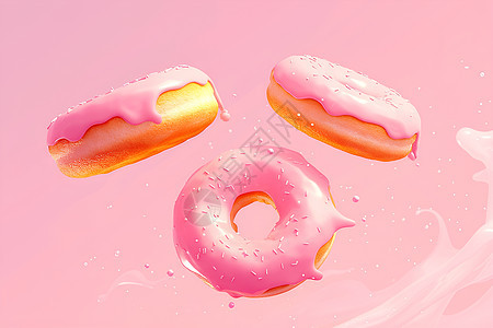 卡通的粉色甜甜圈图片