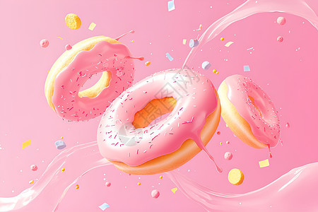 梦幻的粉色甜甜圈图片