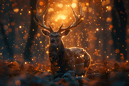 森林中的小鹿插图图片