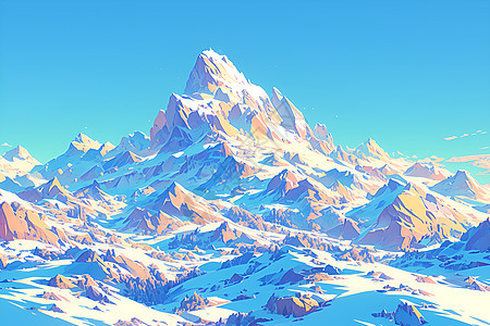 壮丽的雪山山脉插画图片