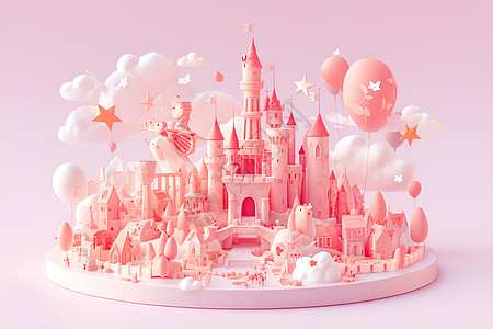 粉色卡通城堡图片
