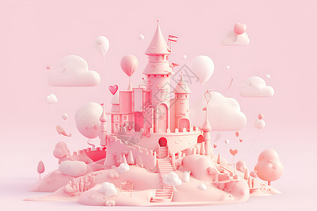制作的卡通粉色城堡图片