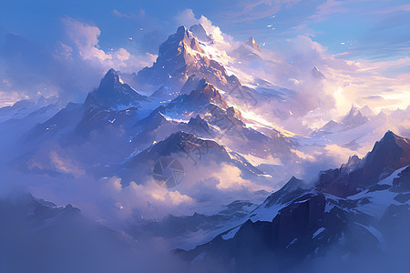 梦幻的雪山风景图片