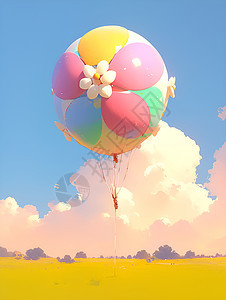 绚丽色彩的热气球飘浮天空图片
