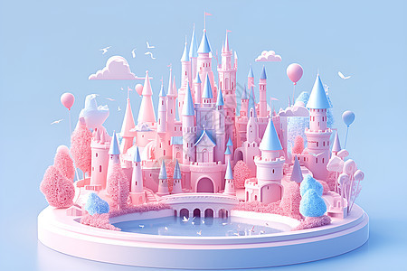 粉色泥土糖果城堡图片