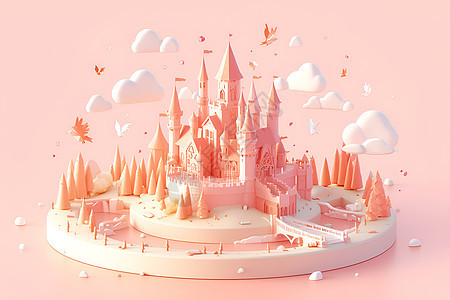 粉色泥土城堡图片