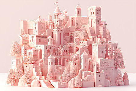 粉红色粘土城堡图片