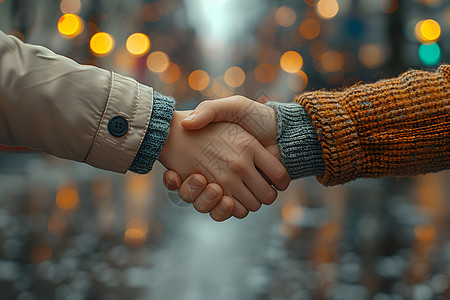 街道中互相握手的人图片