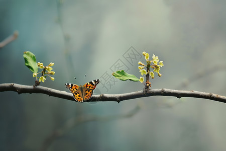 树枝上的蝴蝶图片