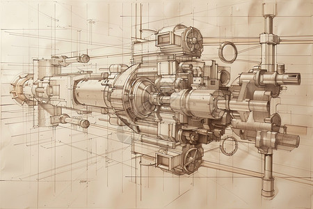 细节丰富的机器图纸图片