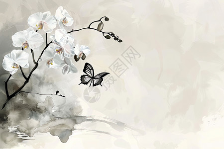 绘画的蝴蝶和花朵图片