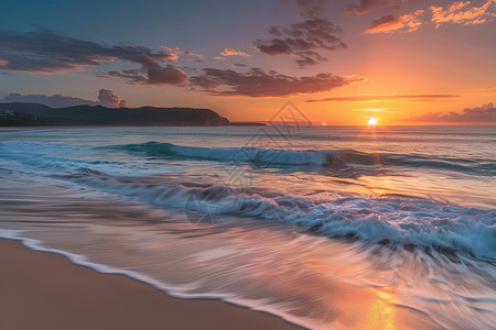 日落时的海滩风景图片
