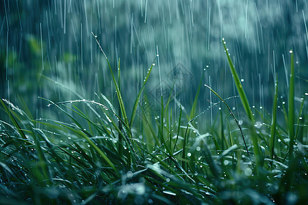下雨时户外的植物图片