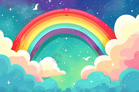 梦幻卡通的彩虹图片