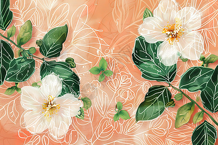 画作的花卉插图图片