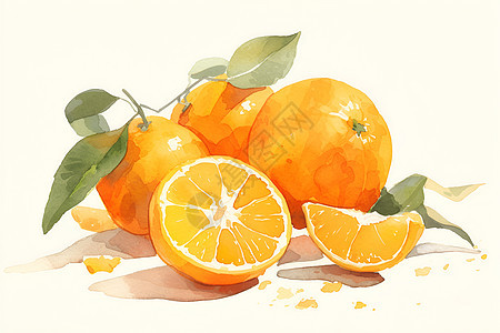 美味的水彩橙子图片