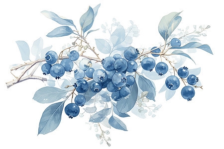 新鲜的蓝莓插画图片