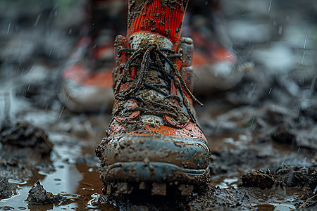 泥地里的运动鞋图片