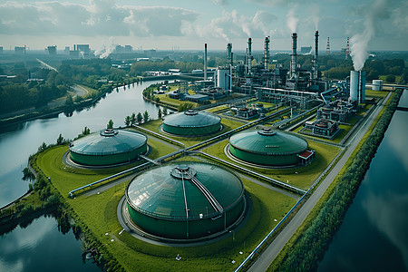 俯瞰生物气体发电厂图片