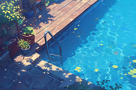 迷人的泳池花园图片
