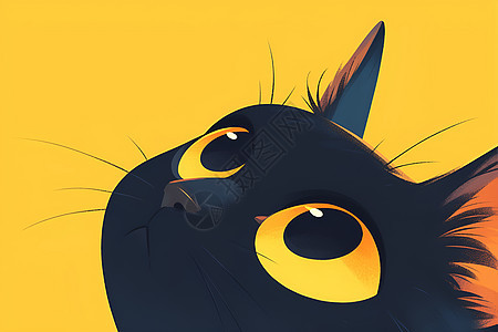 黑猫与黄色背景背景图片
