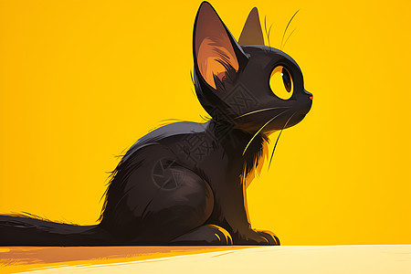 黑色猫咪插画图片