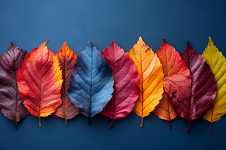 彩色秋天树叶图片