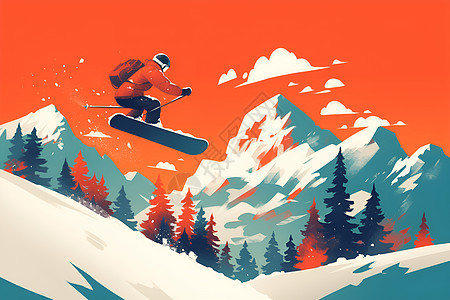 雪山中的滑雪者图片