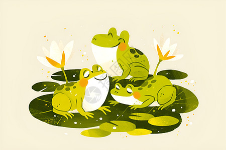 池塘中的可爱青蛙图片