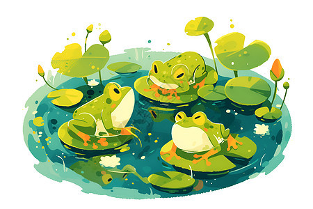 池塘中的青蛙图片