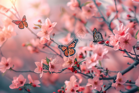 花树上的蝴蝶图片