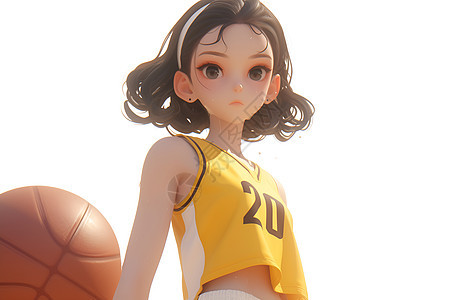 卡通的少女和篮球图片