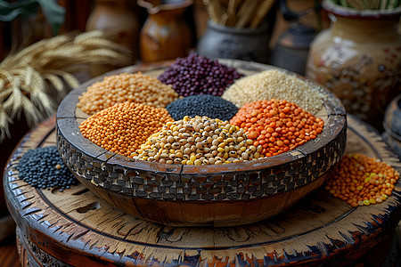 碗中的豆类食物图片