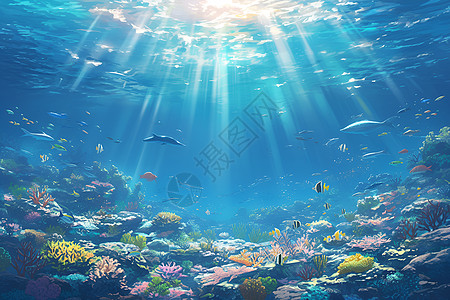 海底的鱼类和植物图片