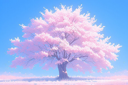 梦幻的粉色花树图片