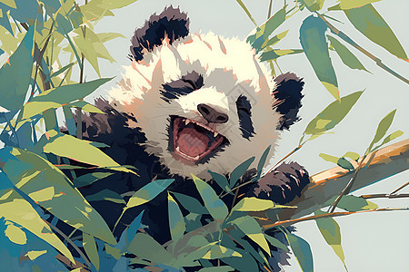 竹子中的小熊猫图片