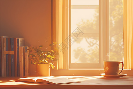 窗前书香茶意图片