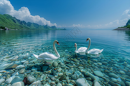 天鹅湖中的鹅卵石图片