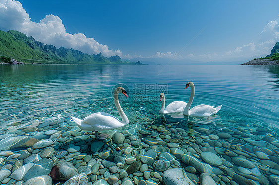 天鹅湖中的鹅卵石图片