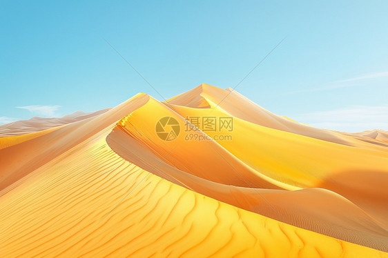 蔚蓝天空下的沙漠图片
