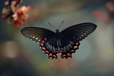 黑色蝴蝶展翅图片